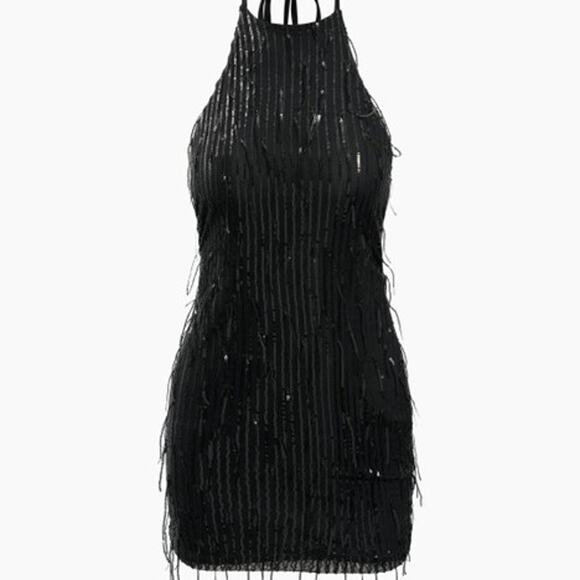 Sequin Embellished Halter Mini Dress - Picture 1 of 6